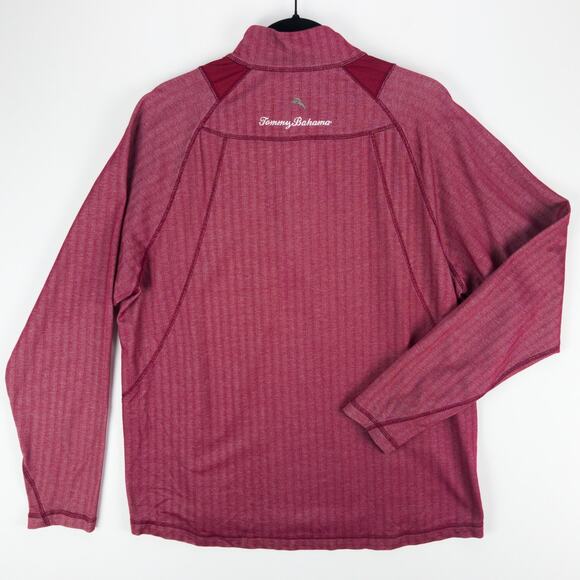 Tommy Bahama 1/4 Zip Men's Large Pima Cotton Poly Blend Bright Red White Logo - Picture 8 of 10